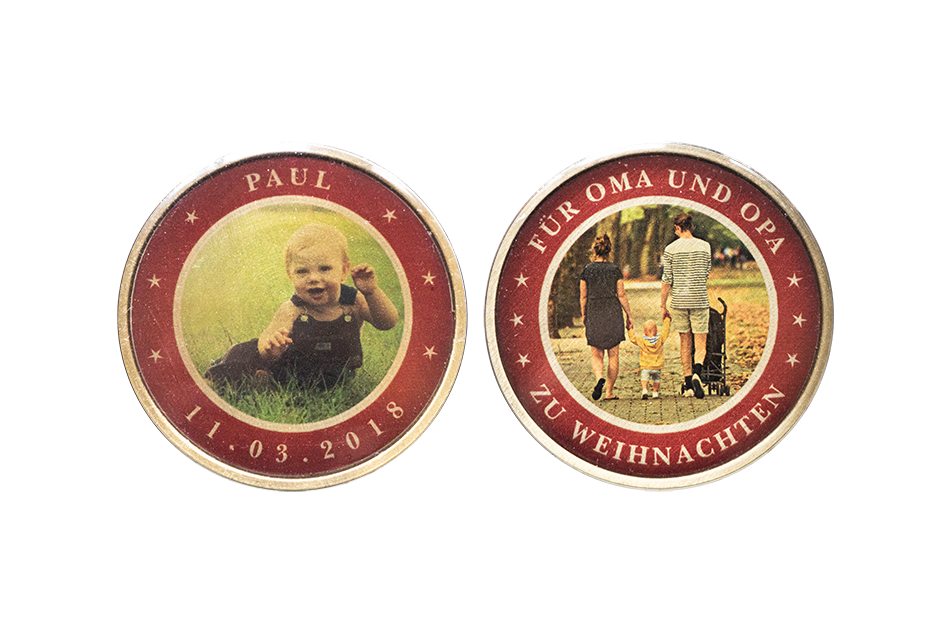 Baby Photo Coin. Custom Print on Coin with Epoxy Cover
