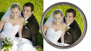 Photo print on a personalised wedding coin
