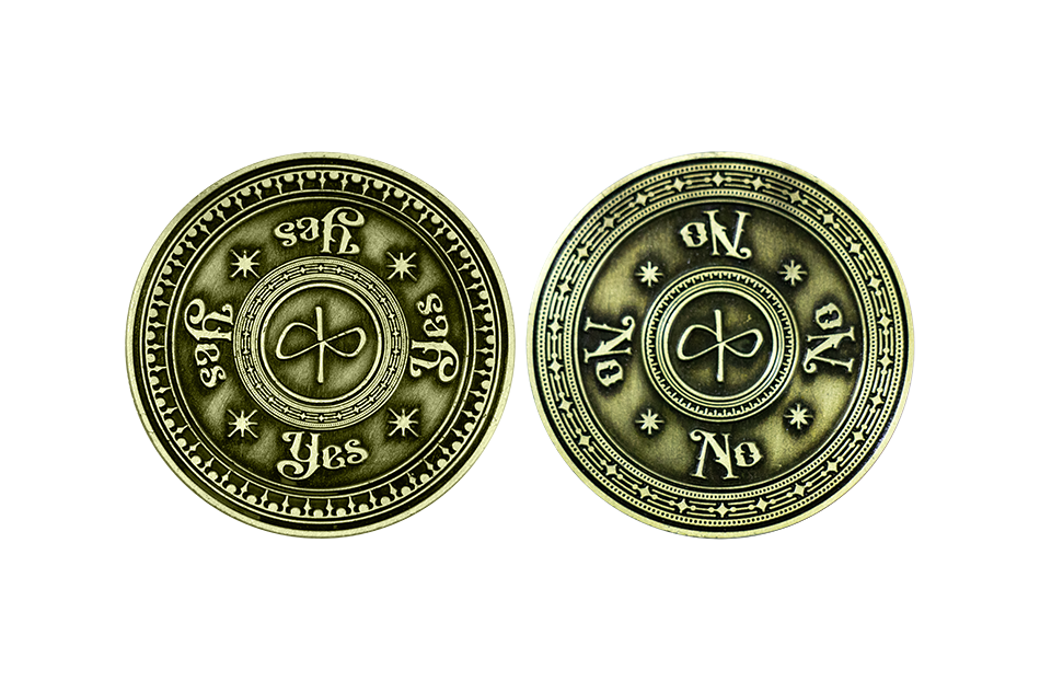 Embossing the same design in different metals: A custom coin maker online can manufacture variations of your tokens. Brass and Silver Yes-No Coin