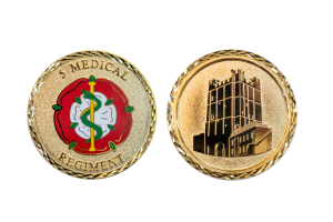 Custom Bronze Coins with Brass Plating. Employee Recognition Coins. Sandblasted Hard Enamel. Medical Regiment Coins