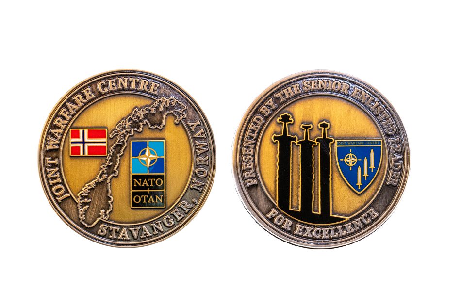 Custom NATO Challenge Coins. Custom Bronze Coins, Antique Finish with Hard Enamel Colour.