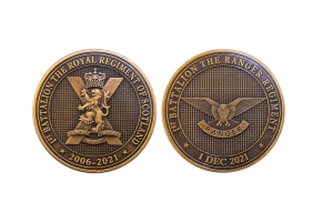 Custom Challenge Coins minted in Bronze Antique for the 1st Battalion of the Royal Regiment of Scotland
