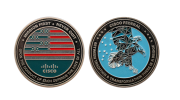CISCO Coins. Corporate Challenge Coins in Silver Antique with Soft Enamel Colour