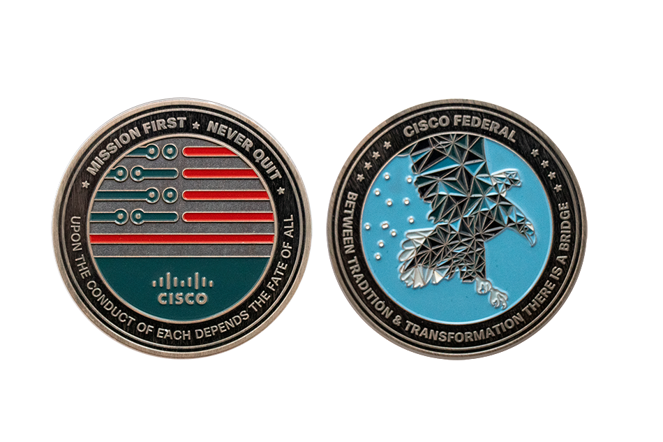 Custom Challenge Coins in Silver Antique Soft Enamel