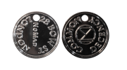 Black Medals with a Hole. Custom Black Nickel Coins, Polished Finish