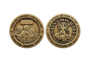 Saint Michael Coins. Custom Bronze Coins for good friends, Antique Custom Coins