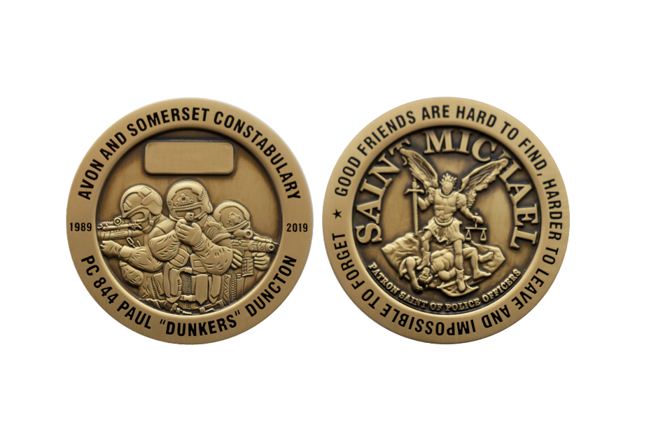 Saint Michael Coins. Custom Bronze Coins for good friends, Antique Custom Coins