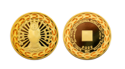 Golden Physical Crypto Coins with Soft Enamel. Bespoke BTC Coins