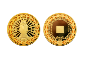 Golden Physical Crypto Coins with Soft Enamel. BTC Coins