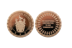 South Cambridgeshire Council Coins. Custom Coins in Polished Plate