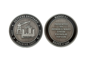 Custom Company Coins in Black. Coins made from German Silver Antique Soft Enamel in Black