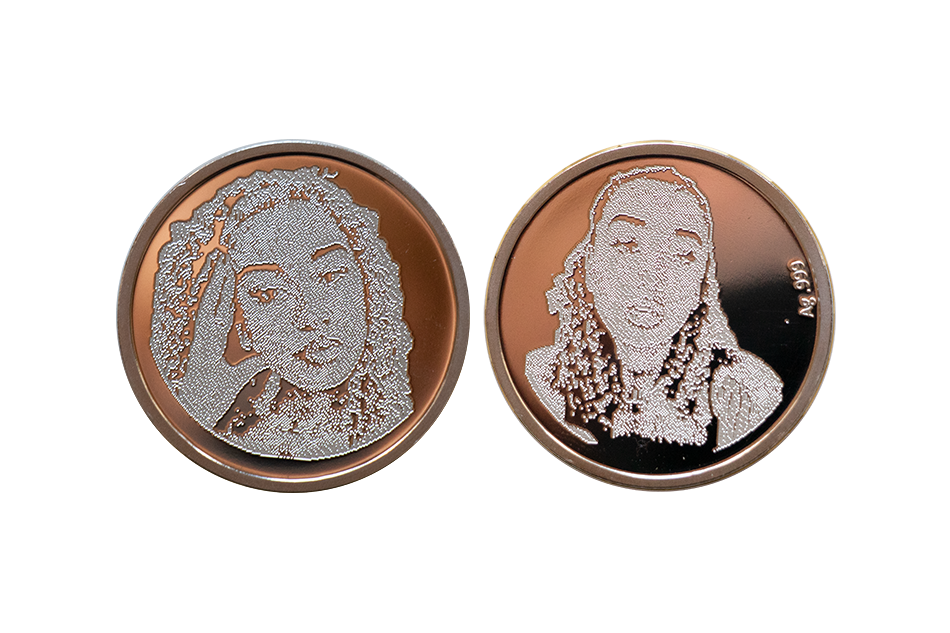 Custom Engraved Coin. Face on a Coin made from .999 Fine Silver