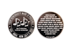 Custom Event Coins in Fine Silver Polished Plate Finish. Sponsor Coins