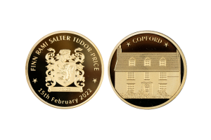 Single custom coins embossed in Gold, made by Your Custom Coin Maker Online