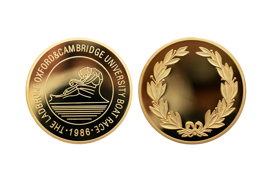 Custom Gold Coins_Polished Plate_Cambridge University Coins. Personalised Coins for Sports Event