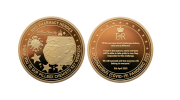 Recognition Coins for Workers in the Pandemic. Golden Coins in Polished Plate Finish