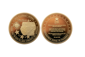 Recognition Coins for Workers in the Pandemic. Custom Bronze Coins, Polished Plate