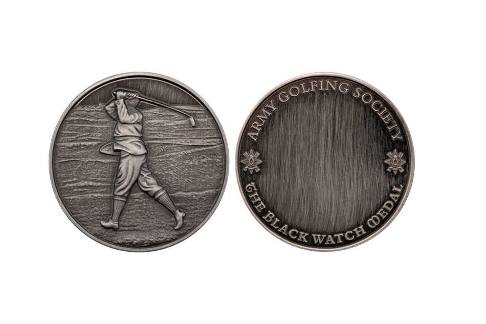 Custom Silver Coins Antiqued_Custom Golf Coins. Antique Bespoke Personalised Coins as Golf Medals