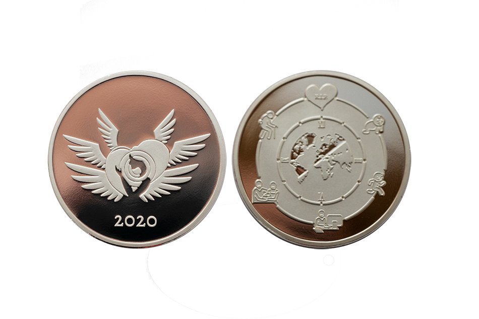 Custom Silver Coins. Circle of Life Coins in Polished Plate Finish