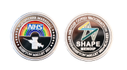 NHS Custom Silver Coins, in polished plate finish soft enamel colour