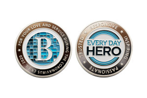 Custom Silver Coins_Polished Plate_Soft Enamel_Every Day Hero_Personalised Coloured Coins for Employee Recognition