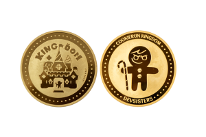 Custom Solid Gold Coins in Polished Plate. Cookie Kingdom Coins