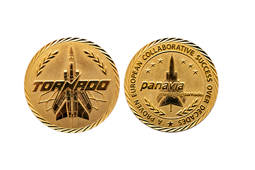 Classy Challenge Coins. Custom-minted coins in Gold with Sandblasted and Polished Finish