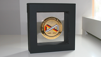 50th anniversary of Israel and Germany's diplomatic relations_Finest quality bronze diplomacy coins with 24K gold plating in V19 frame