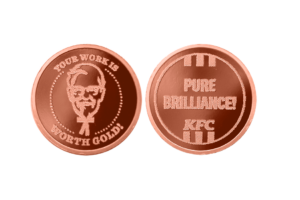 Custom coin engraving in copper for KFC