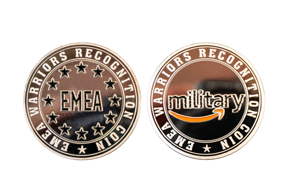 Recognition Coins_Custom Silver Coins_Polished Plate Soft Enamel_EMEA Warriors. design your own metal coins