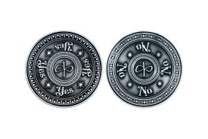 Silver Custom YES or NO Token. Custom Flip Coin for easy Decision-Making with ornamental design.