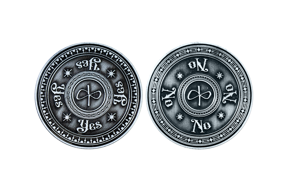 Silver Custom YES or NO Token. Custom Flip Coin for easy Decision-Making with ornamental design.