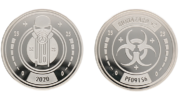 Silver-plated custom coins with logo and individual engraving