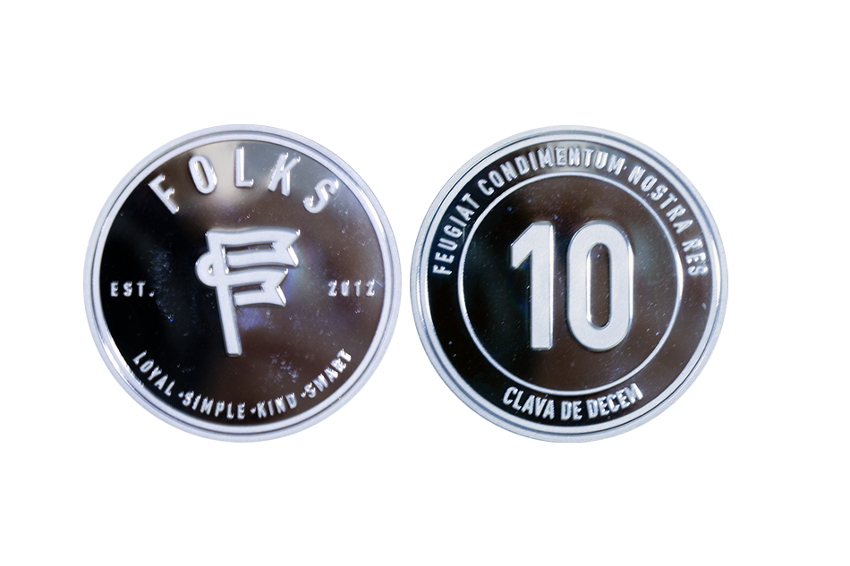 Silver polished plate branding coins employee recognition anniversary