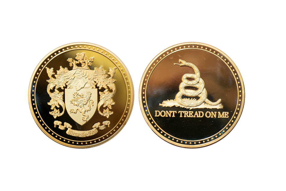 Custom Gold Coins in Polished Plate. A meaningful, personalised gift for a coin collector