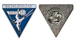 Triangular pin with logo embossed