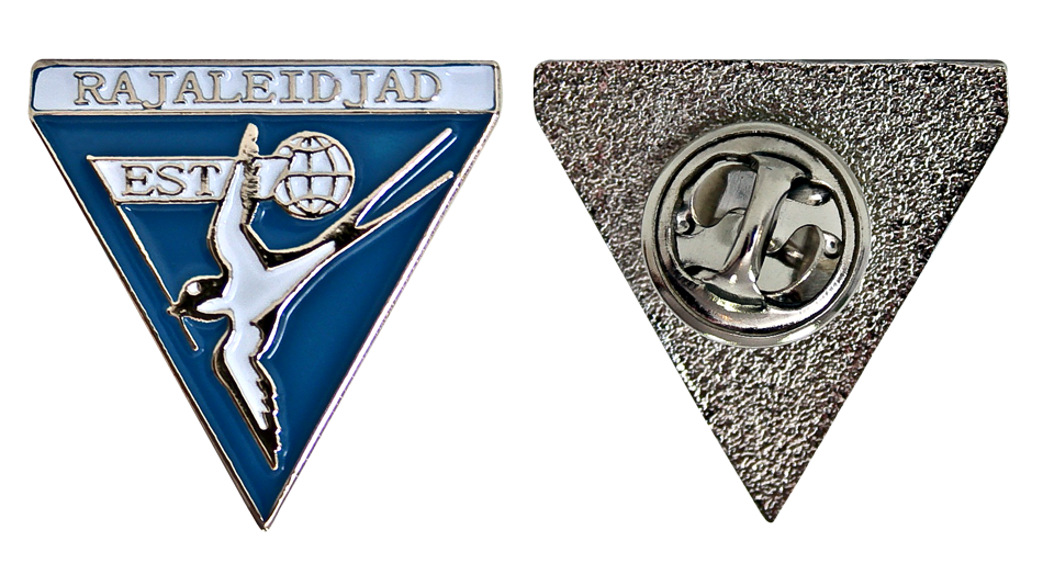 Triangular custom pins with logo embossed