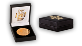 Velvet box for custom coins with individual logo print