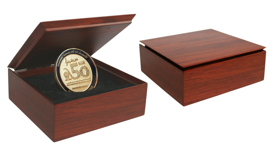 Wooden box for custom coins