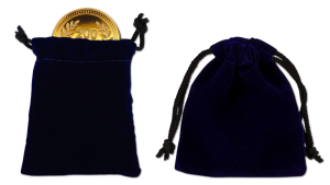 Velvet pouches as custom coin packaging