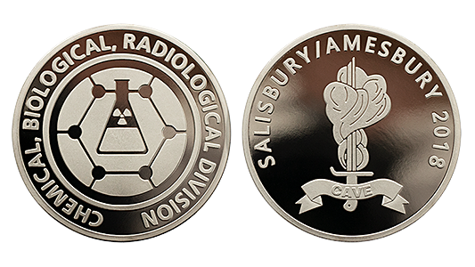 999 Silver embossed customised coins of the chemical, biological, radiological division in 2018