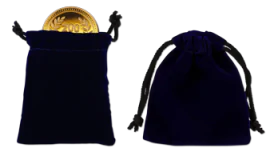 Blue Velvet Pouch for Custom Coins