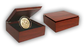 Wooden box for custom coins
