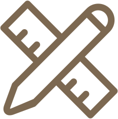 Pencil and ruler icon: our designers turn your ideas into a coin