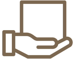 Hand holding a package icon: the final coin delivered to you